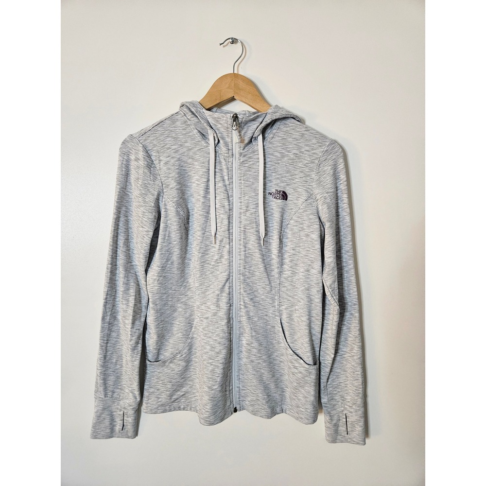 The North Face Women's Full Zip Hoodie Heather‎ Grey Athletic Jacket Thumbholes